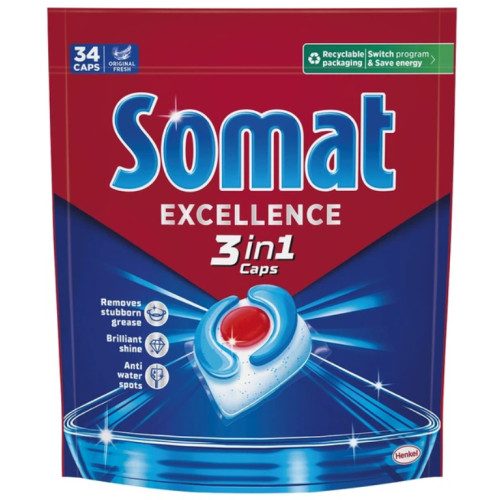 Капсули для посудомийної машини Somat Excellence 3-in-1, 34 шт